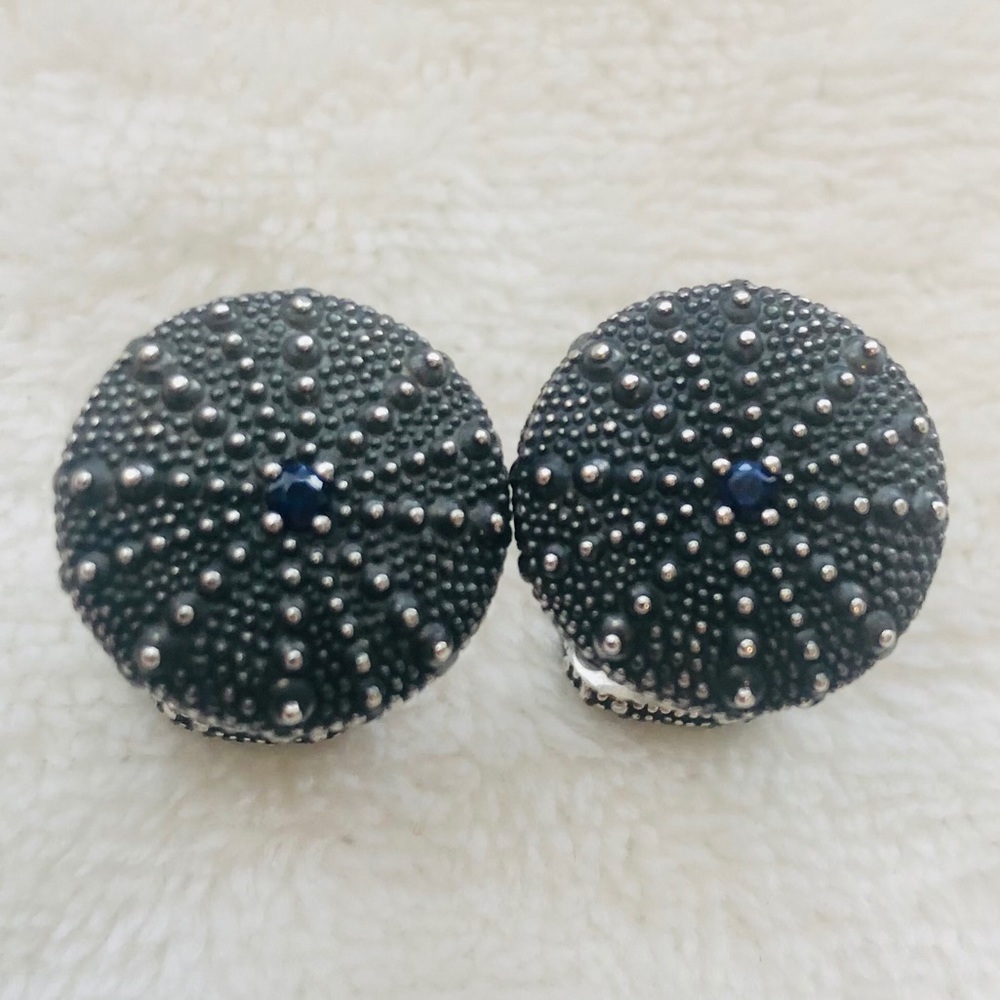 David Yurman Sea Urchin Cufflinks w/Blue Sapphire RARE - Picture 13 of 14